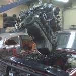 The new engine on it's way into the Jeep