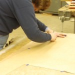 The Boss tracing the pattern onto the plywood